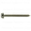 Slotted Hex Washer Sheet Metal Screw #8X2" Stainless Steel 0