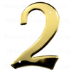 Aluminum House Number, 3-3/4", Character: 2, Like Brass 0