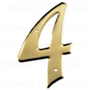 Aluminum House Number, 3-3/4", Character: 4, Like Brass 0
