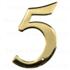Aluminum House Number, 3-3/4", Character: 5, Like Brass 0