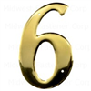 Aluminum House Number, 3-3/4", Character: 6, Like Brass 0