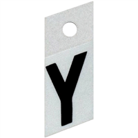 Slanted Reflective Letter, Character: Y, 1" High, Black 0