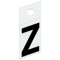 Slanted Reflective Letter, Character: Z, 1" High, Black 0