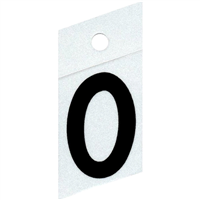 Slanted Reflective Number, Character: 0, 1-1/2" High,Black 0
