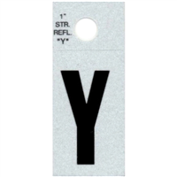 Straight Reflective Letter, Character: Y, 1" High, Black 0