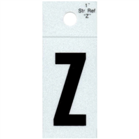 Straight Reflective Letter, Character: Z, 1" High, Black 0
