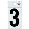 1-1/2" - 3 Black Straight Reflective Numbers 0
