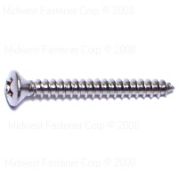Phillips Oval Sheet Metal Screw #6X1-1/4" Stainless Steel 2/pk 0