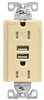 Receptacle Duplex Tamper Resistant Ivory 15Amp w/ Dual USB Chargers TR7755V-K-L 0