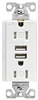 Receptacle Duplex Tamper Resistant White 15Amp w/ Dual USB Chargers TR7755W-K-L 0