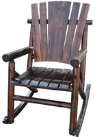 Single Bench Chair, 44 in H x 29 in W x 36 in D, Wood, Char-Log 0