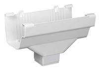 Gutter End with 2"X3" Drop Outlet White Vinyl Style K Traditional M0506-6 0