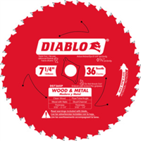 Saw Blade Circular 7-1/4" 36T Wood & Metal Carbide Diablo D0736GPA 0