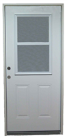 Steel Door Unit, 2 Panel, 2/8X6/8, LH, Open In, 799 Clear Vent Operable Window, 4-5/8" FJ Jambs, Fixed Sill, Brass Hinges, No Casing, Double Bore 0