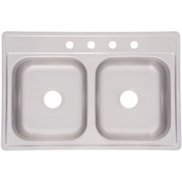 Sink Kitchen Stainless Steel 6" Deep Double Bowl Cdla3322-6-4N/Fds604Nb 0