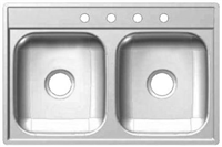 Sink Kitchen Stainless Steel 7" Deep Double Bowl Cdla3322-7-4N/Fds704Nb 0