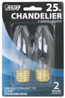 25-Watt *D*Chandelier Bulb Straight Medium Base  Incandescent (2Pk) BP25ETC 0