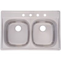 Sink Kitchen Stainless Steel 8" Deep Double Bowl Cdla3322-8-4Cbn/Fds804Nb 0