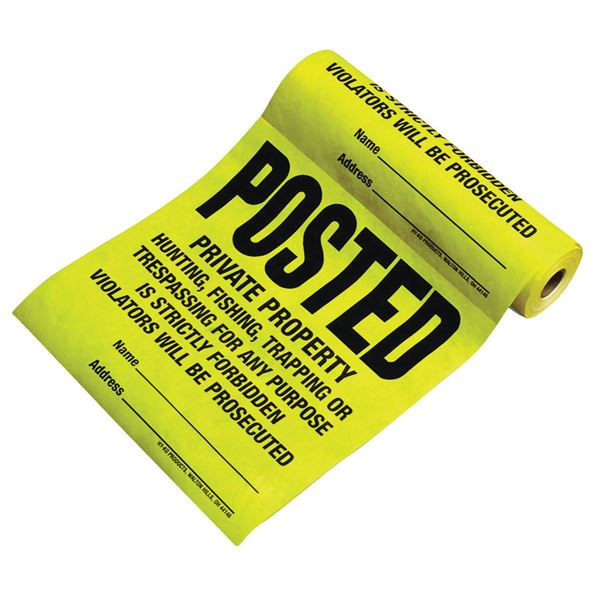 Main 1 - Sign, Posted Private Property, 11x11, Black Legend, Yellow Background, Tyvek, Roll Of 100 TSR-100 - San Antonio Retail