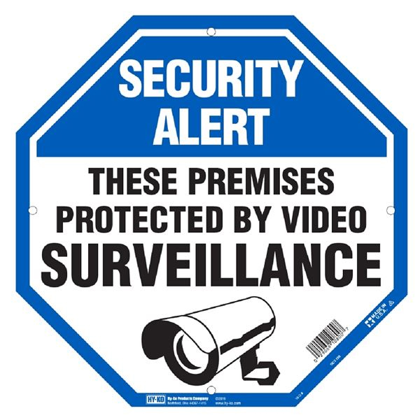 Main 1 - Sign, Security Alert These Premises Protected by Video Surveillance, 12x12, Black/White Legend, Plastic OCT-100 - San Antonio Retail