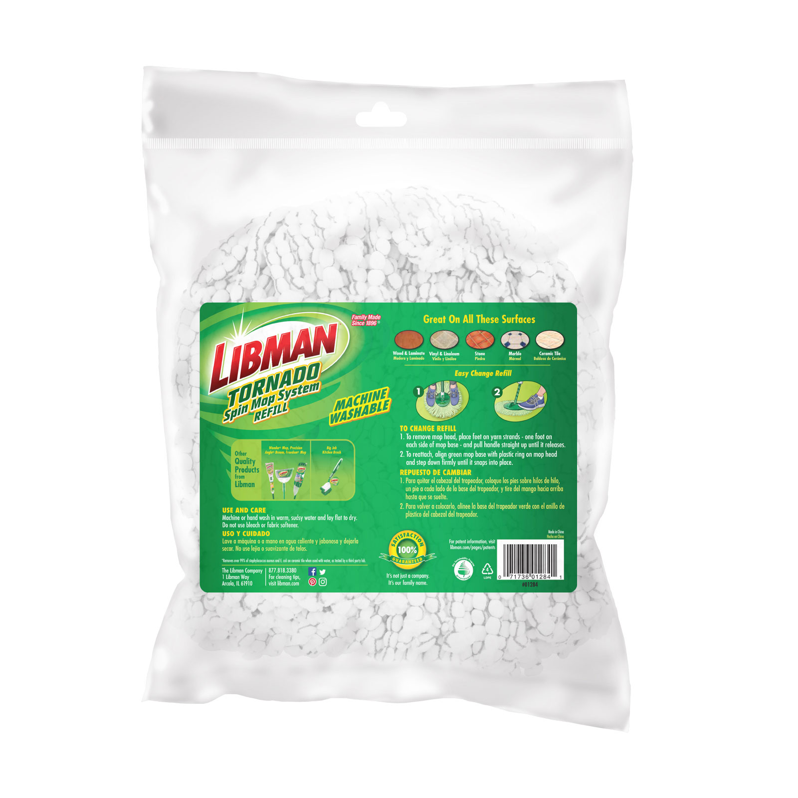 Main 4 - Mop System Refill Spin Tornado Microfiber Replacement Libman 1284 - San Antonio Retail