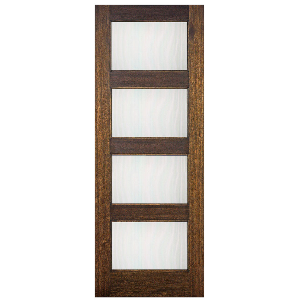 Main 1 - Unit 4LT MAHOGANY CLEAR GLASS 3068  Open In 4-5/8" PK Jambs Fixed Sill Brass Hinges No Casing Double Bore - San Antonio Retail