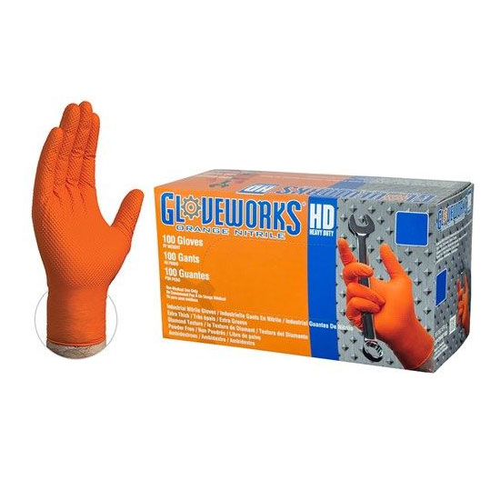 Main 1 - Gloves Disposable Nitrile Hvy Duty Powder Free Orange L GWON46100 - San Antonio Retail