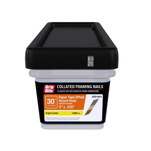Main 2 - Air Nail Smallbox Framing Round Head Smooth 3" x .120 CTD 30Deg GRP10H1 Paper 1000Ct - San Antonio Retail
