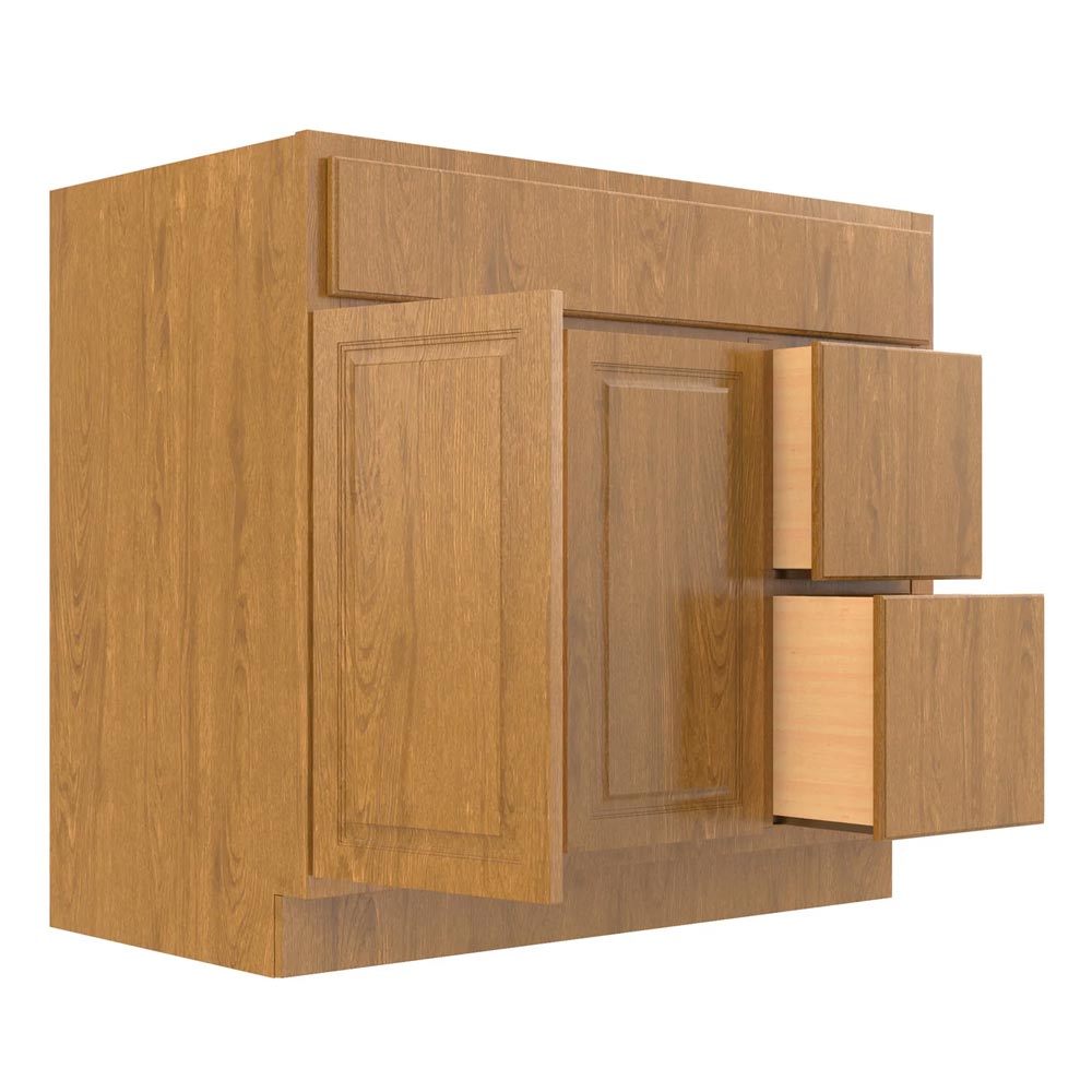Vanity 36"X21"Country Oak 2Dr 2Dwr V3621D Plywood Box - San Antonio Retail