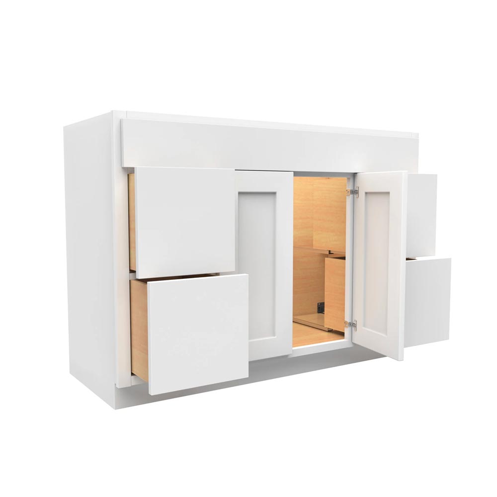Vanity 48"X21"Luxor White 2Dr 4Dwr V48DD Plywood Box - San Antonio Retail
