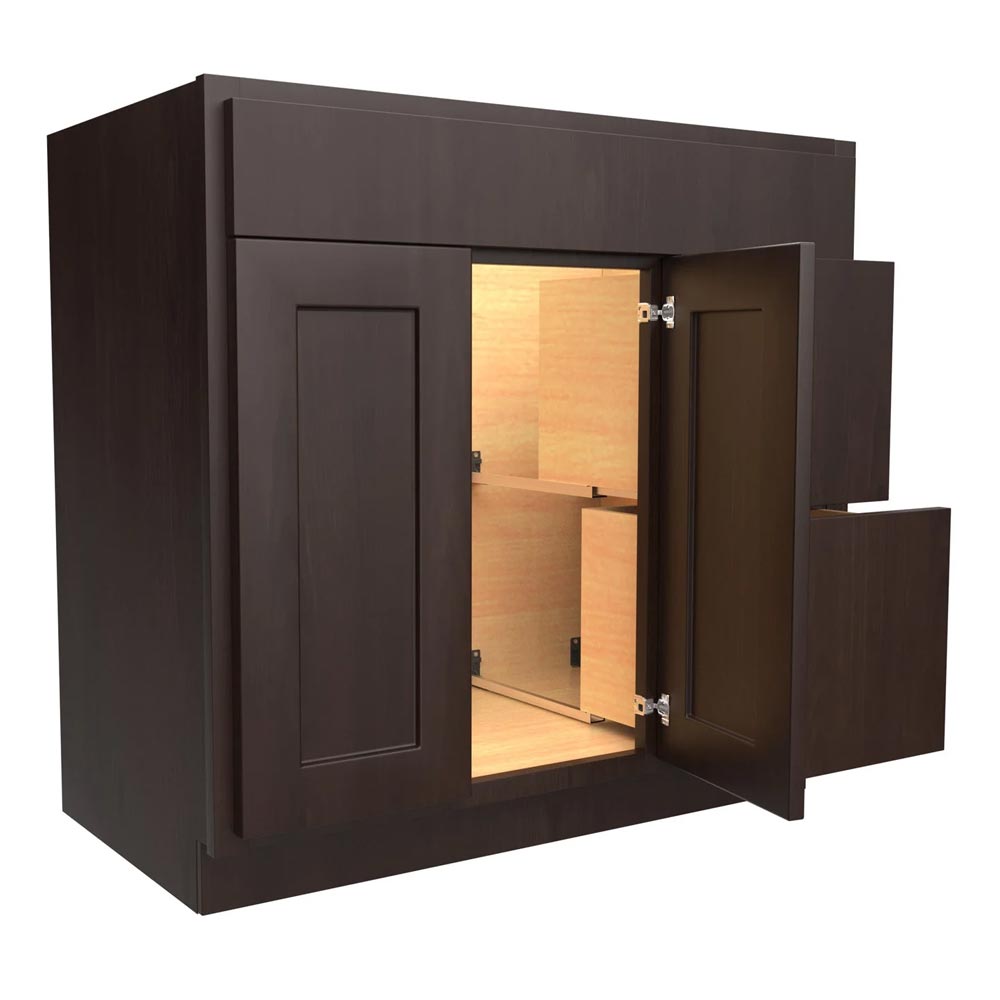 Vanity 36"X21" Luxor Espresso 2Dr 2Dwr V36D Plywood Box - San Antonio Retail