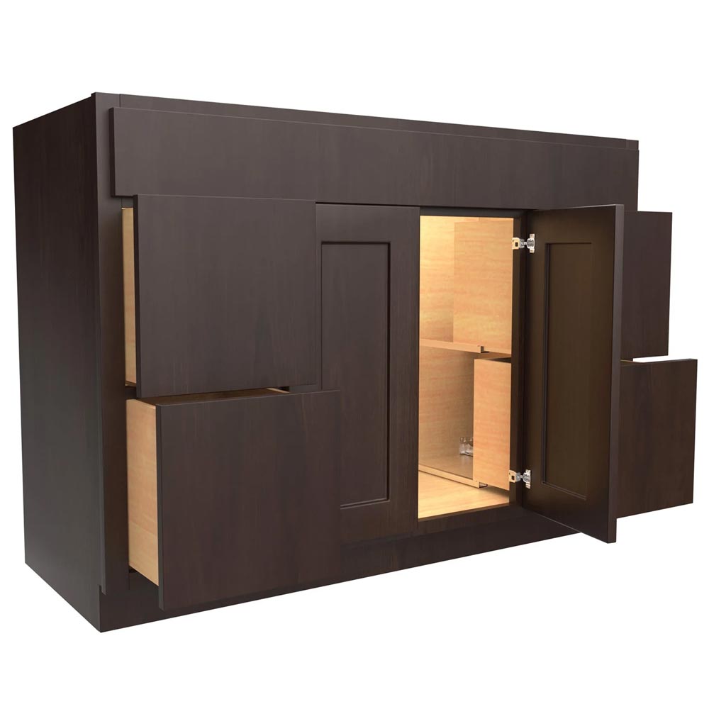 Vanity 48"X21" Luxor Espresso 2Dr 4Dwr V48DD Plywood Box - San Antonio Retail