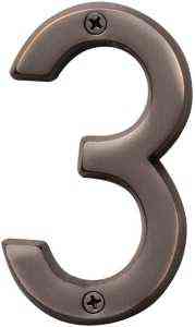 Main 1 - Oil Rubbed Bronze Number, 4", Character: 3  BR-42OWB/3 - San Antonio Retail