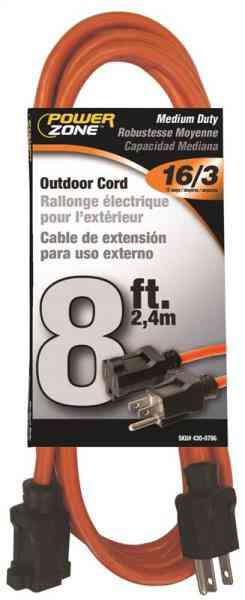 Main 3 - Extension Cord 16/3 Orange 8' OR501608 - San Antonio Retail