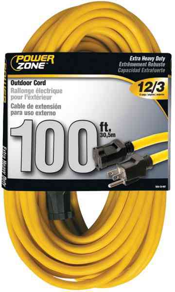 Main 4 - Extension Cord 12/3 Yellow 100' Powerzone OR500835 - San Antonio Retail