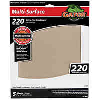 Main 2 - Sandpaper  5Pk-9X11 Aluminum Oxide 220G Xfine 4443 - San Antonio Retail