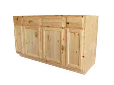 Main 2 - Kitchen Cabinet Knotty Pine Unfinished Sink Base 60" Plywood Box SBC60 - San Antonio Retail