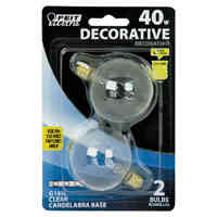 Main 1 - 40-Watt *D*Dimmable Clear G16 Mini Globe Candelabra Base Incandescent (2Pk) BP40G161/2 - San Antonio Retail