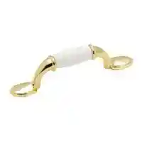 Main 1 - Cabinet *D* Pull White Insert Polished Brass Amerock 245Wpb - San Antonio Retail