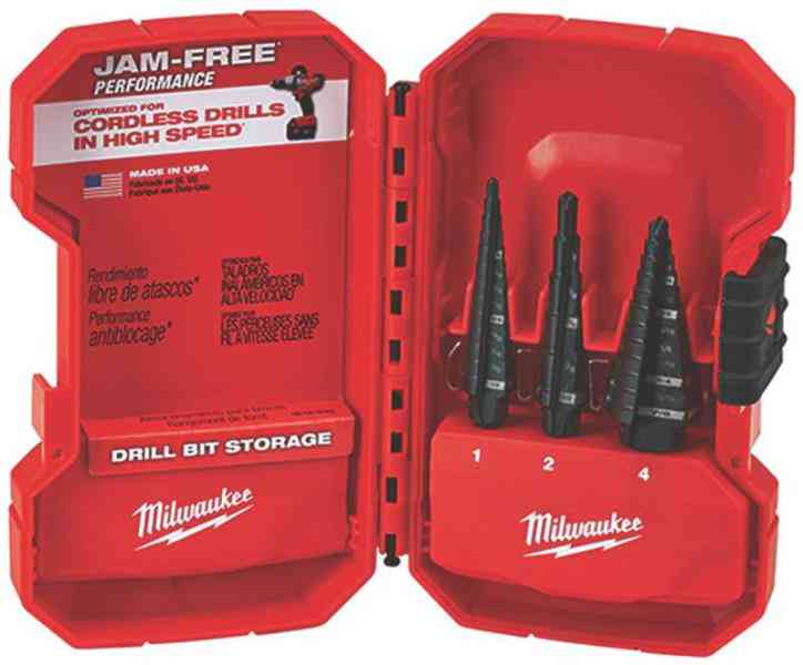Main 2 - Drill Bit Step Bit Set Milwaukee #1 #2 & #4 48-89-9221 - San Antonio Retail