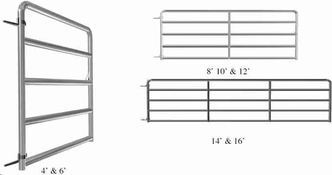 Main 1 - Economy Galvanized Tube Gate  6' 5-Bar 50"High - San Antonio Retail