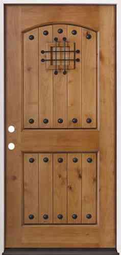 Main 1 - Knotty Alder*D*Door Unit w/ Clavos, K20, 3/0X6/8, LH, Open In, 4-5/8" FJ Jambs, Prefinished, No Casing, Double Bore - San Antonio Retail