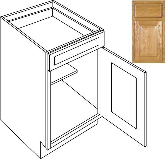 Main 4 - Kitchen Cabinet Country Oak Base 12" B12 Plywood Box - San Antonio Retail
