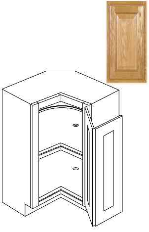 Main 3 - Kitchen Cabinet Country Oak Base 36" Lazy Susan Plywood Box - San Antonio Retail