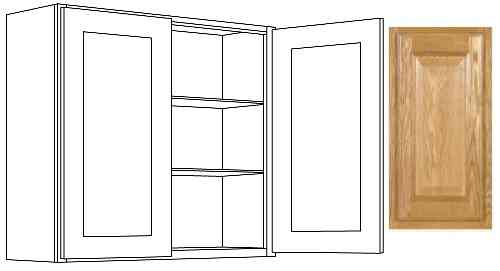 Main 3 - Kitchen Cabinet Country Oak Wall 24"X30" W2430 Plywood Box - San Antonio Retail