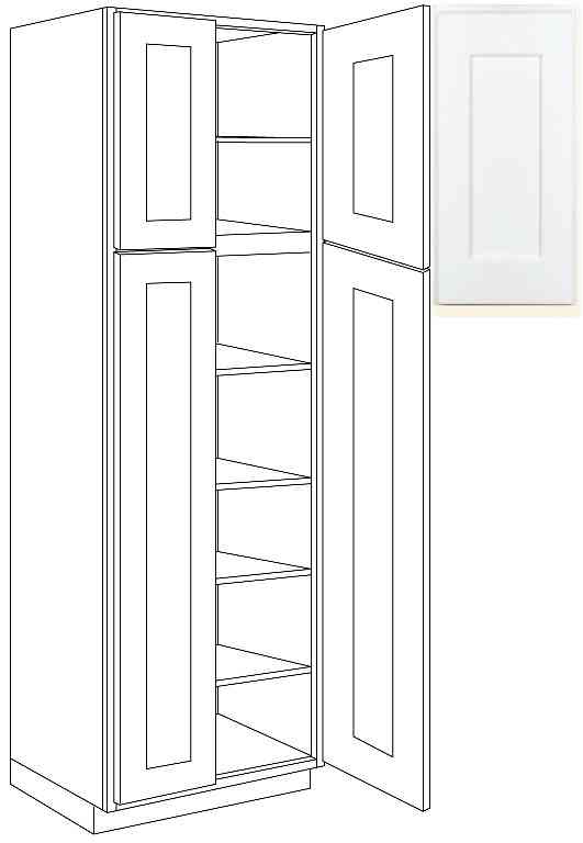 Main 3 - Kitchen Cabinet Luxor White Pantry 24" Uc2424X84 Plywood Box - San Antonio Retail