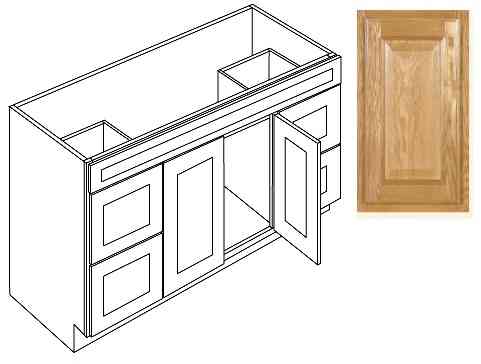 Main 3 - Vanity 48"X21"Country Oak 2Dr 4Dwr V4821Dd Plywood Box - San Antonio Retail