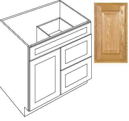 Main 1 - Vanity 30"X21" Country Oak 1Dr 2Dwr V3021D Plywood Box - San Antonio Retail