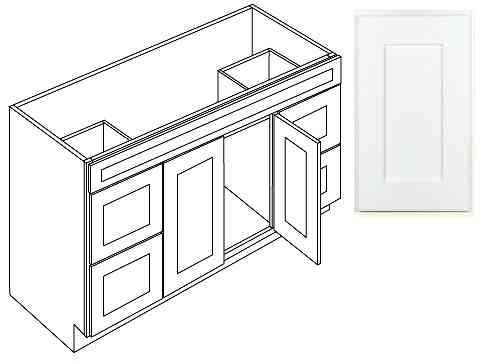 Main 2 - Vanity 48"X21"Luxor White 2Dr 4Dwr V48DD Plywood Box - San Antonio Retail