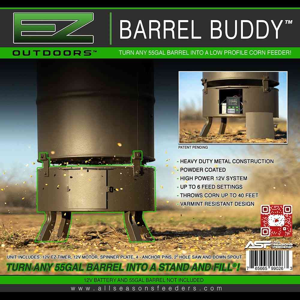 Main 1 - Deer Feeder Barrel Buddy (Includes Timer, Motor, Spinner Plate, Anchor Pins, Hole Saw,Down Spout/ Battery Not Included) - San Antonio Retail